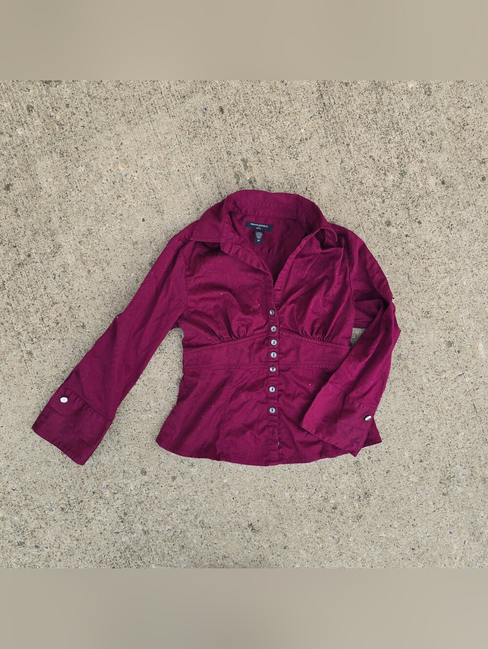 vtg y2k office Siren vampire goth maroon button down shirt